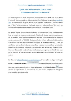 Quelle est la différence entre Excel et Access et dans quels cas utiliser l’un ou l’autre ?
