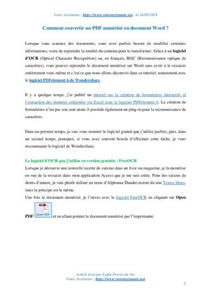 Comment convertir un PDF numérisé en document Word ?
