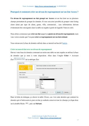 Pourquoi et comment créer un niveau de regroupement sur un état Access ?