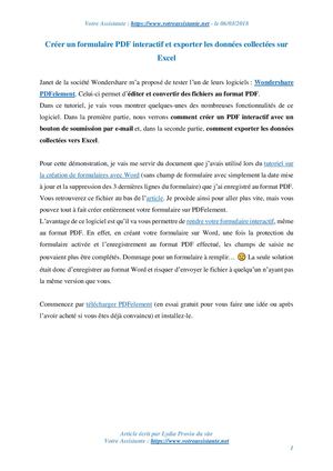Créer un formulaire PDF interactif et exporter les données collectées sur Excel