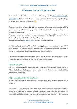 Introduction à Access VBA (article invité)