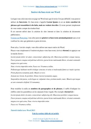 Insérer du faux-texte sur Word