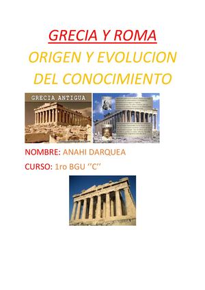 Origen y Evolucion en Grecia y Roma