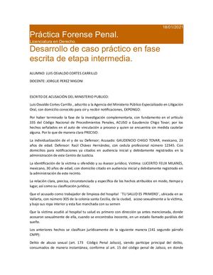 Escrito De Acusación Del Ministerio Publico