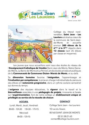 Présentation Collège Saint Jean - Les Lauriers 2020-2021