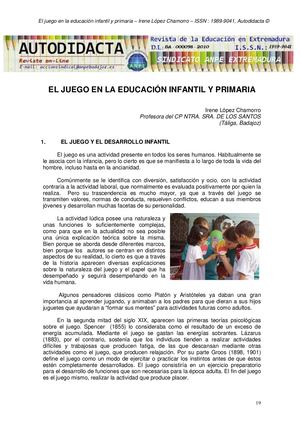 1 El Juego En Infantil Y Primaria
