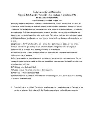 Lectura y Escritura en Matemática.