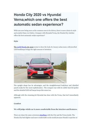 Honda City 2020 Vs Hyundai Verna