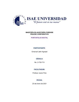 Portafolio Digital - Maestría en Auditoría Forense y Fraude Corporativo