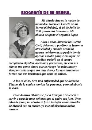 Biografía de mi Abuela, María