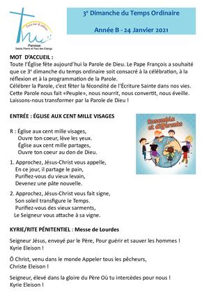24 01 2021 Messe 3e Dimanche Du To