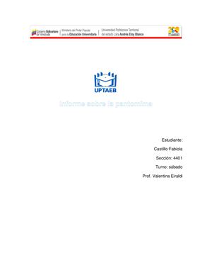 Informe Sobre La Pantomima
