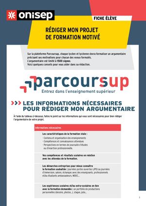 Onisep Projet Motivé, Conseils Et Exemple