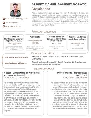 Hoja De Vida Arq Daniel Ramírez 2020 2