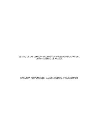 Estado De Las Lenguas Indígenas Del Departamento De Arauca