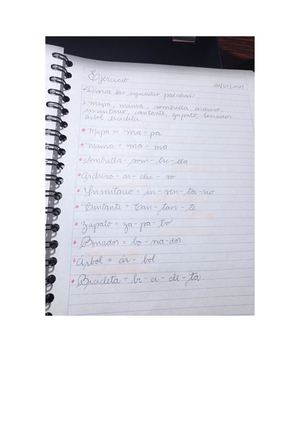 Separación De Sílabas Ejercicio