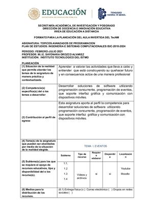 Formato Para La Planeación Del Aula Invertida 2