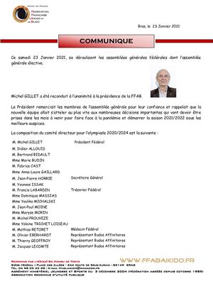 Communique du 23 Janvier 2021 - Résultats élection FFAB