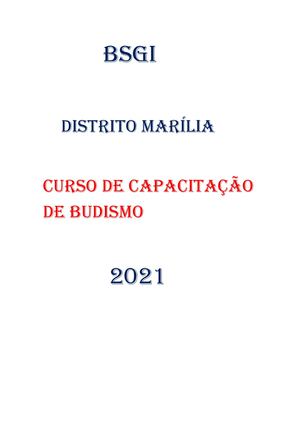 Bsgi Curso De Capacitação De Budismo 2021 Distrito Marília