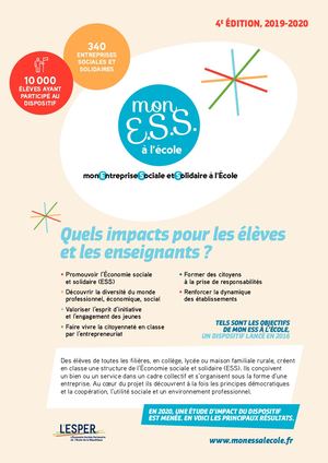 Livret Résultats De L'étude D'impact "Mon ESS à L'Ecole" - 2019/2020