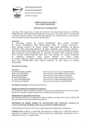 Compte-rendu conseil municipal 21 01 21