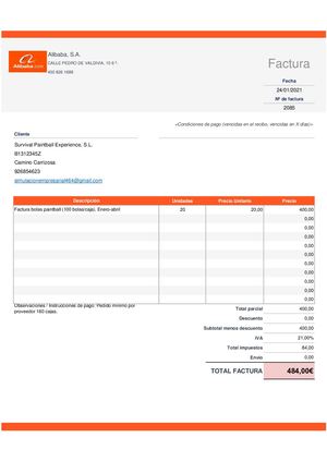 Facturas Bolas Paintball