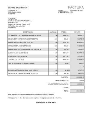 SERSH EQUIPMENTS - FACTURA 2021