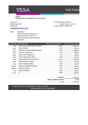 VEGA - FACTURAS 2021