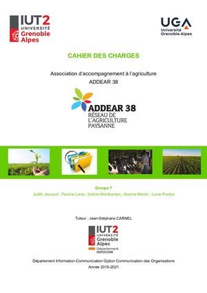 Cahier des Charges ADDEAR 38