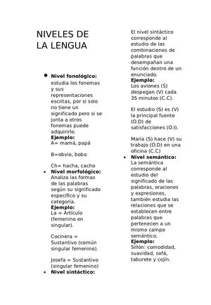 Niveles de la Lengua.
