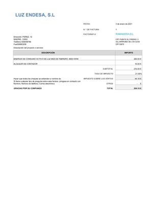 ENDESA - FACTURAS 2021