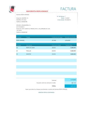 ROPA KIMAGO - FACTURAS 2021
