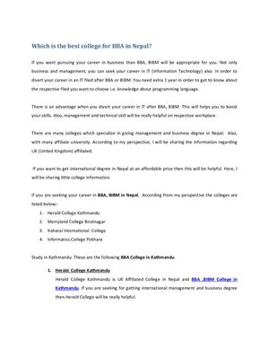 Which Is The Best College For Bba In Nepal