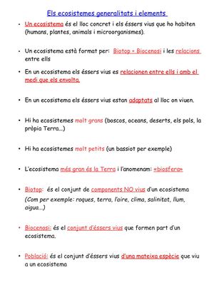 Ecosistemes Resum Per Sisè.