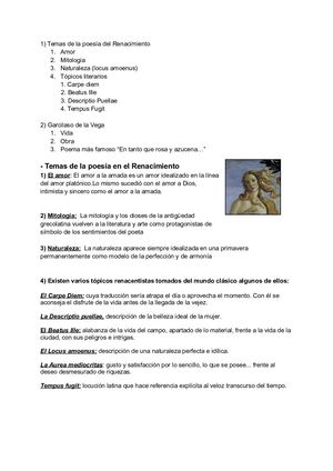 La poesía del s.XVI Renacimiento