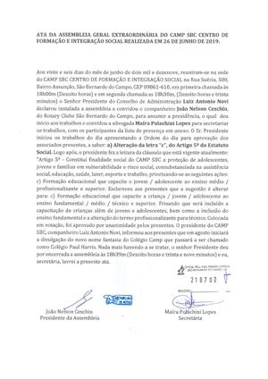 Estatuto CAMP SBC Registro 210702 2019