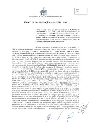 Termo de Colaboração 010 2019