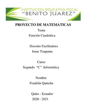 Franklin Quinche Proyecto De Matematicas