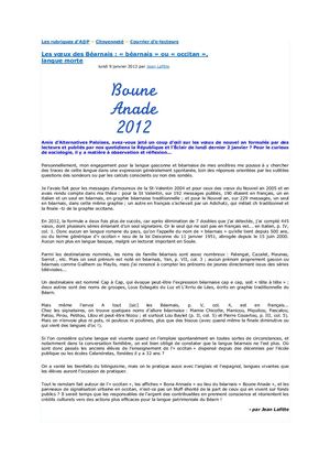 Les vœux des Béarnais : « béarnais » ou « occitan », langue morte