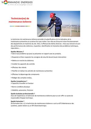 Technicien Ne De Maintenance éolien