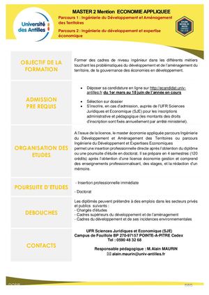 Master Economie Appliquee 2021