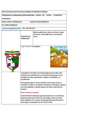 Juego Tradicional La Peregrina