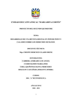 desarrollo de una revista digital en power point y calameo sobre los derechos humanos