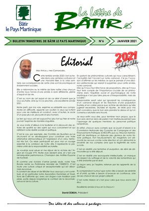 LETTRE DE BATIR LE PAYS MARTINIQUE N°6 Jan 2021