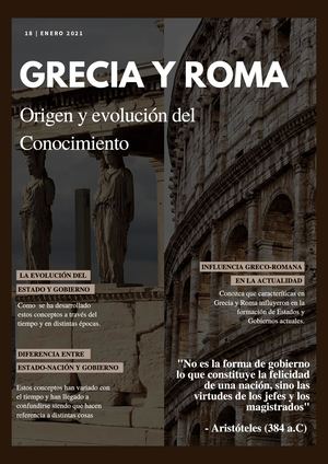 Grecia y Roma Origen y evolución del Conocimiento