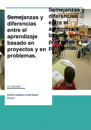 Diferencia y semejanza del aprendizaje por proyectos y problemas
