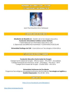 Presentación Tutor Jean Paul Mina