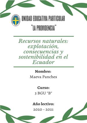 Recursos Naturales del Ecuador.