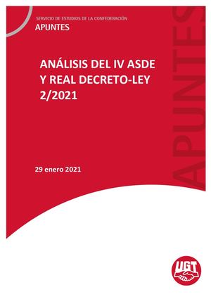 ANÁLISIS DEL IV ASDE Y REAL DECRETO-LEY 2/2021