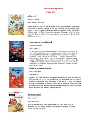 Nouveautés BD Jeunesse Février 2021
